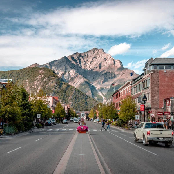Cascade Mountain from Banff Ave in Summer 